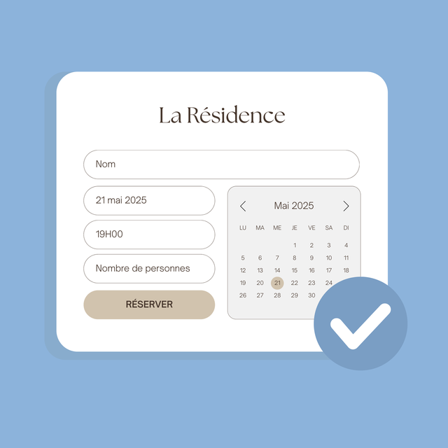 Une capture d'écran d'un site Web avec un calendrier et une coche.