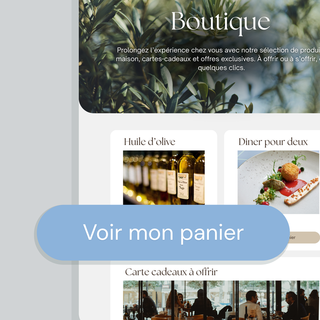 A blue button that says voir mon panier on it
