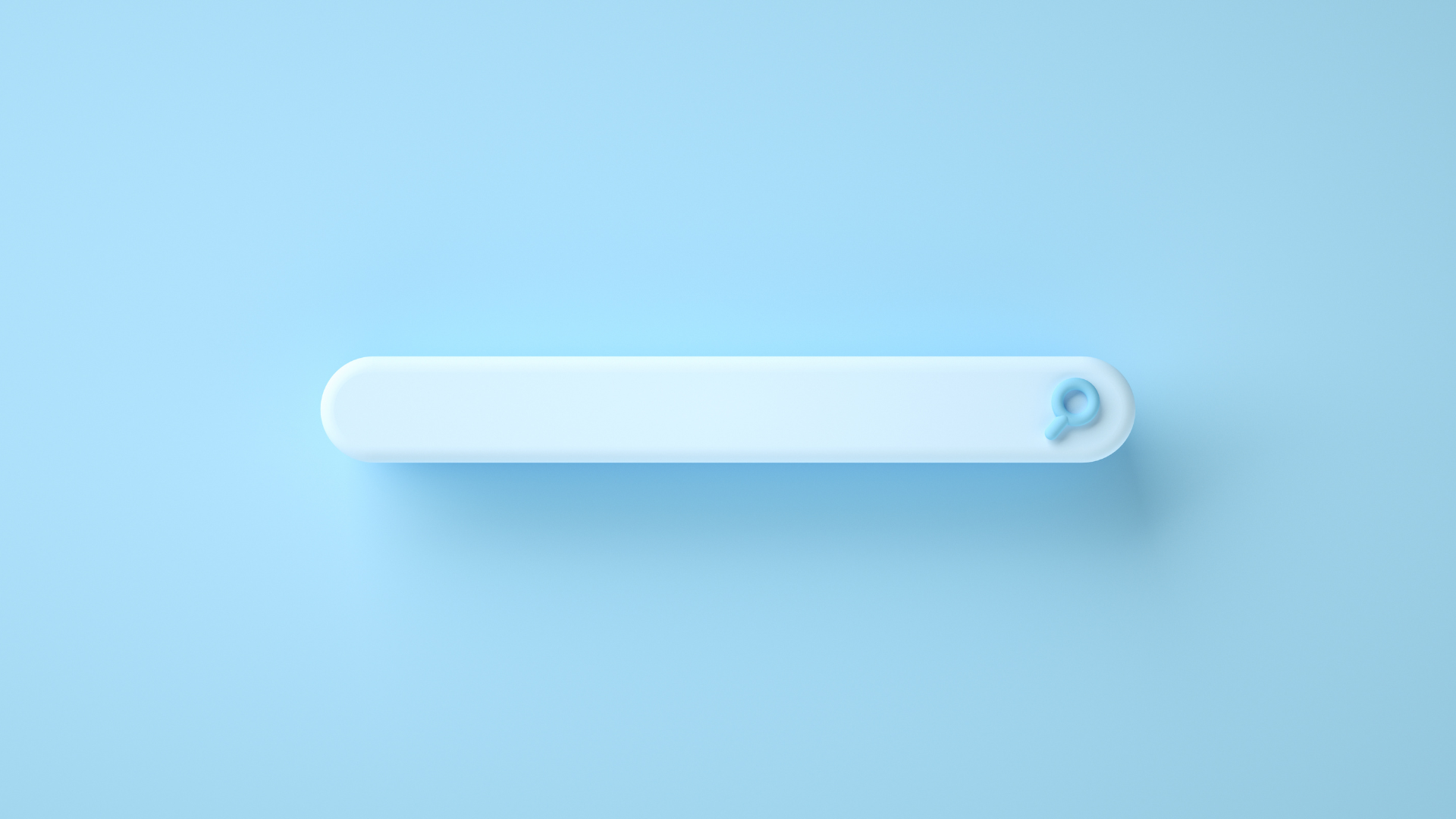 Light blue search bar with magnifying glass icon on a matching blue background.