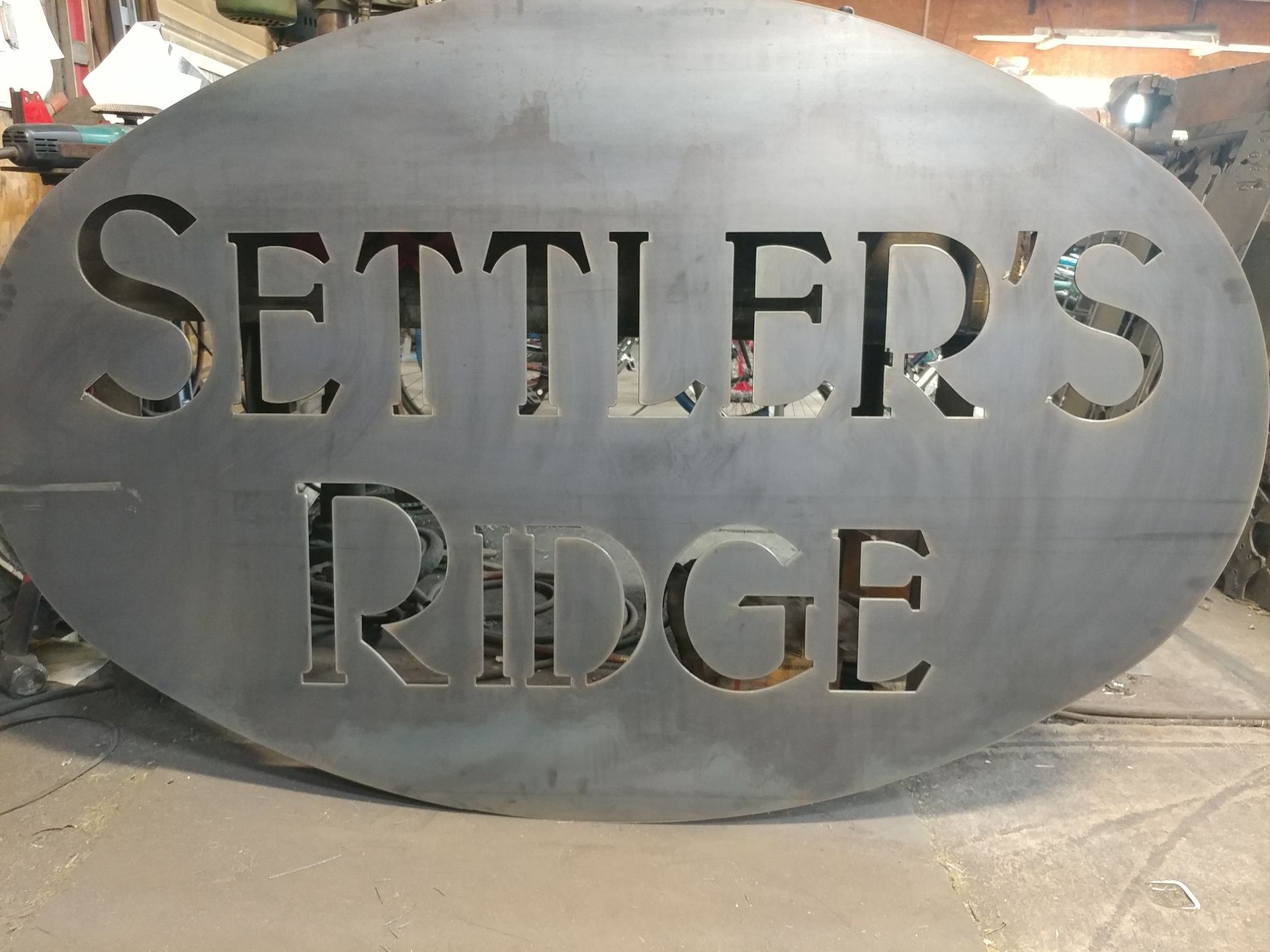 Metal sign with the words 