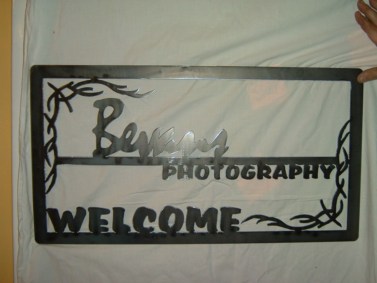 Metal sign with 