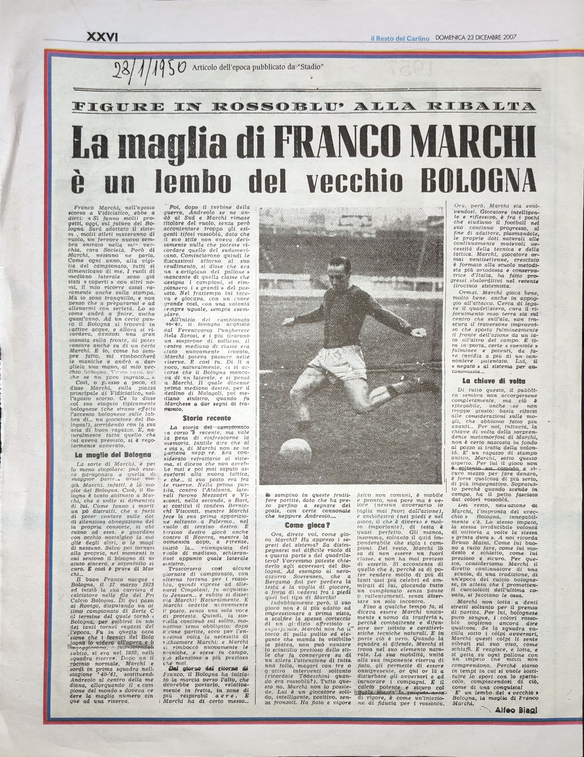 pagina di giornale del 1950