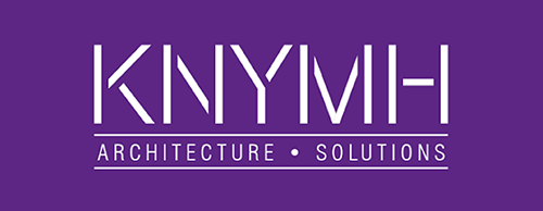 The logo for knymh architecture solutions is purple and white.