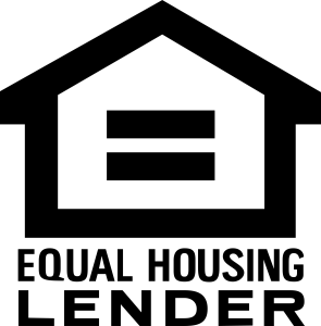 Equal Housing Lender logo: House silhouette with equal sign, below the text