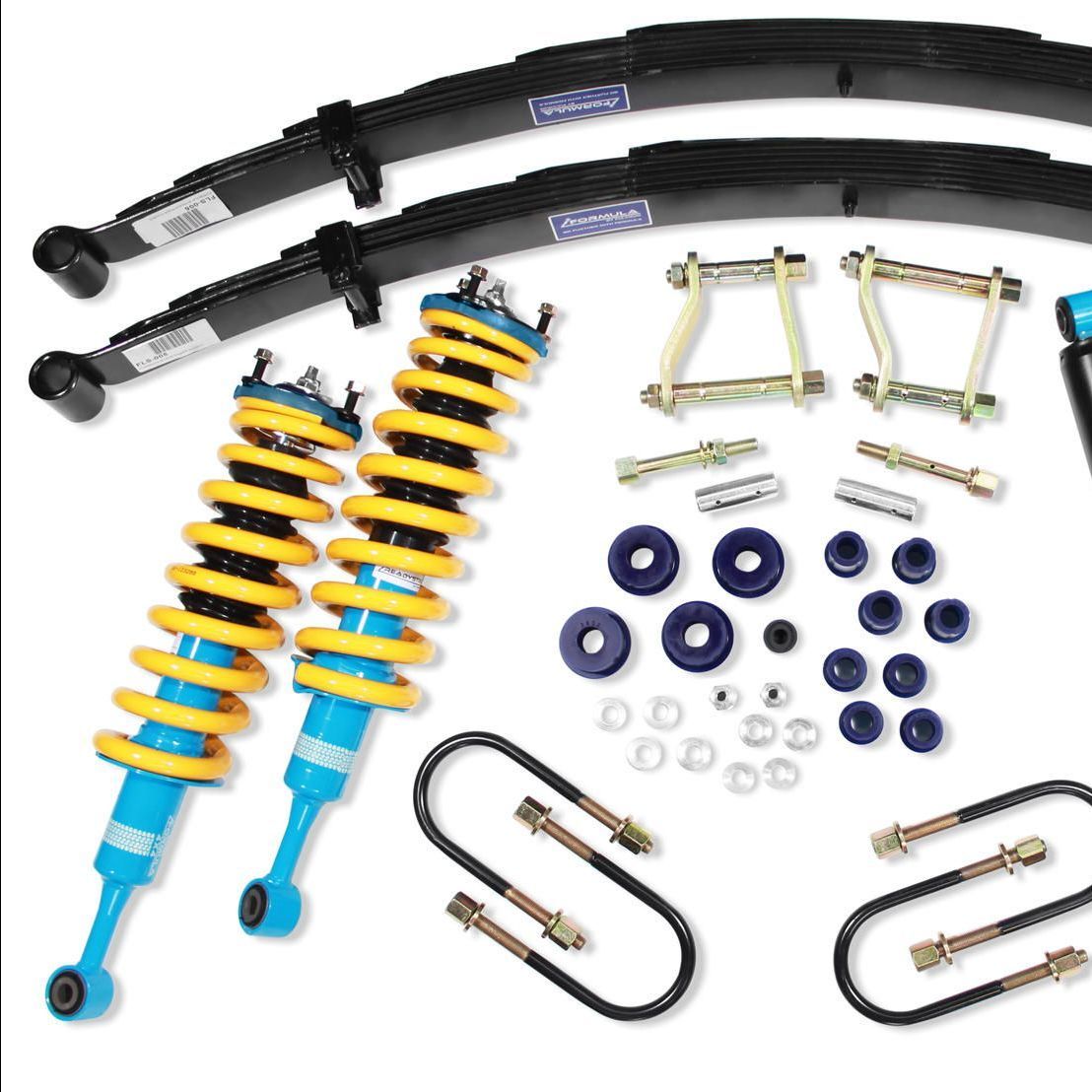 a bunch of different types of shocks and suspension parts