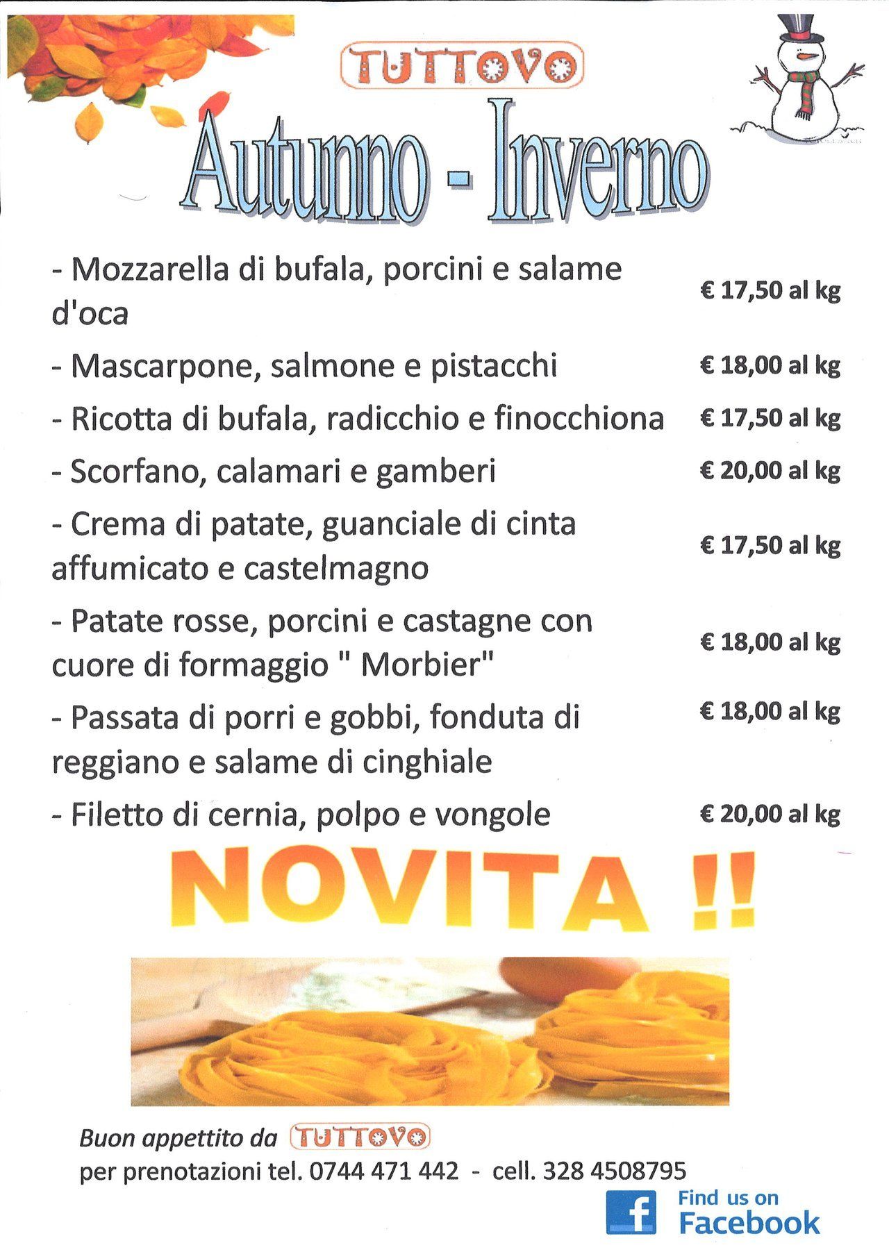 Menù autunno inverno