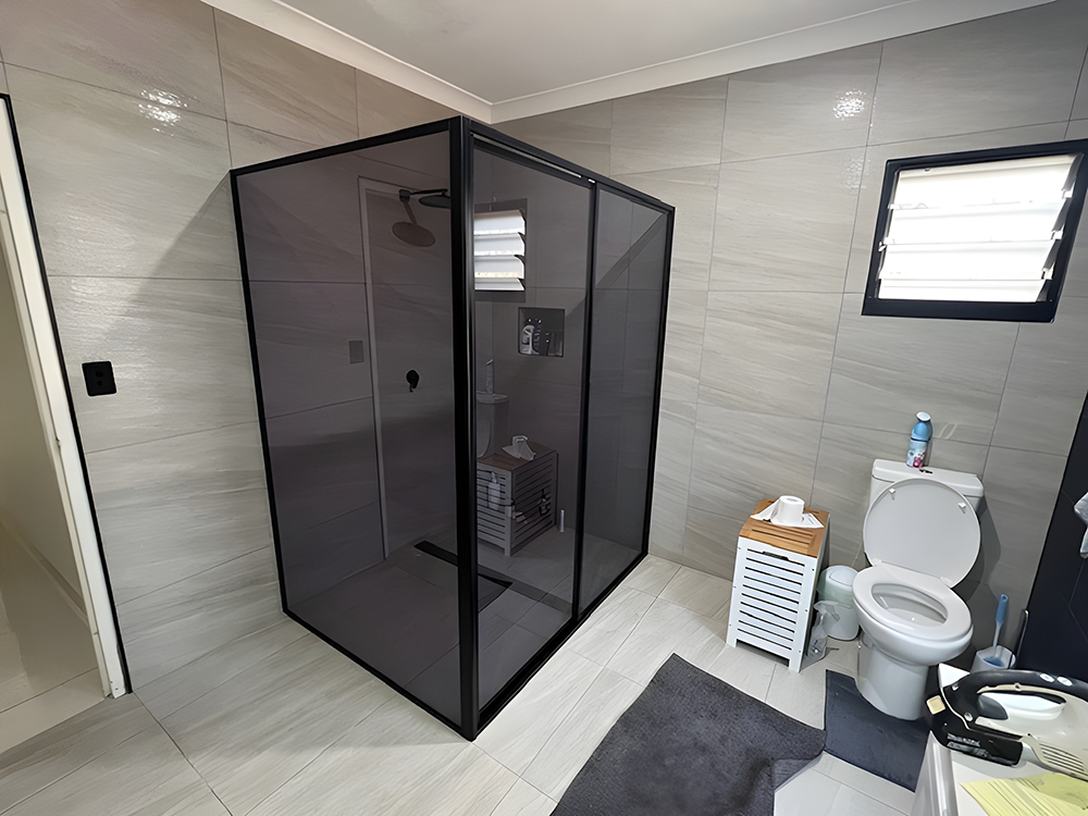 Grey Tinted Shower Screen in Bathroom