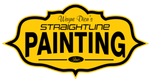 Yellow and black logo for Wayne Dion's Straightline Painting, Inc., featuring the word
