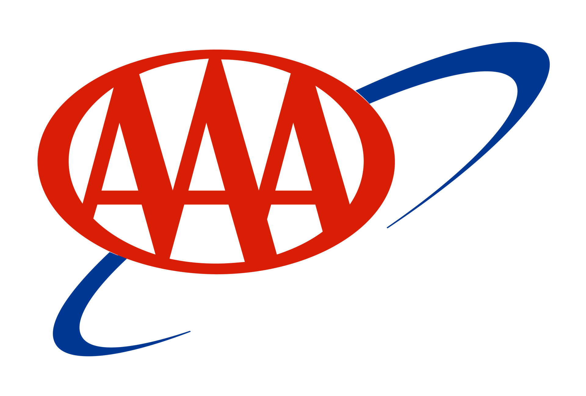 A red and blue aaa logo on a white background