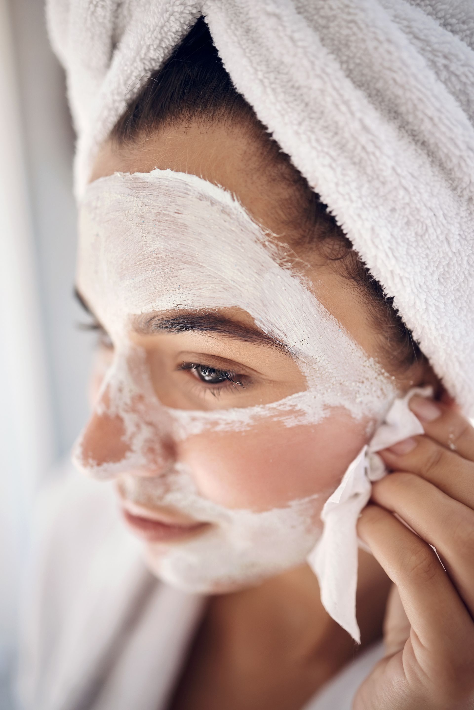 woman getting facial peel