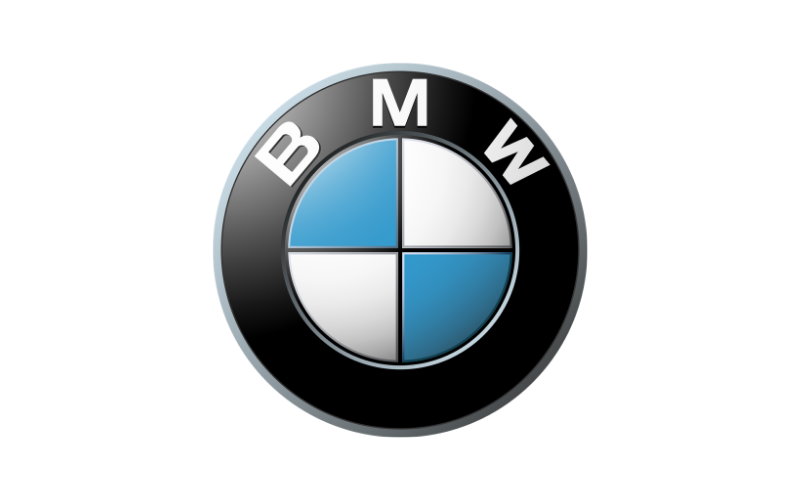 The BMW circular logo featuring a black outer ring with white lettering and a blue and white checkered inner circle.