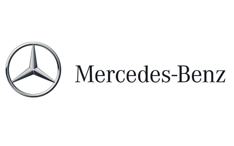 The Mercedes-Benz logo, featuring a silver three-pointed star inside a circle next to the company name in black text.