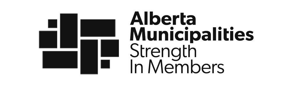 Logo for Alberta Municipalities: blocky, black graphic with text