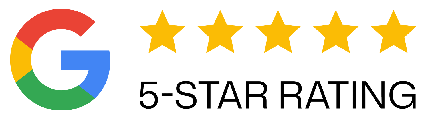 Google logo with five gold stars and