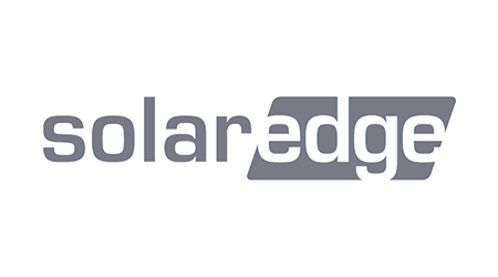 SolarEdge logo in gray, featuring the company name with an angled rectangle.