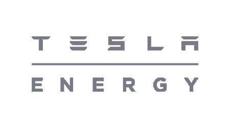 Tesla Energy logo with gray text on a white background. "Tesla" above "Energy."