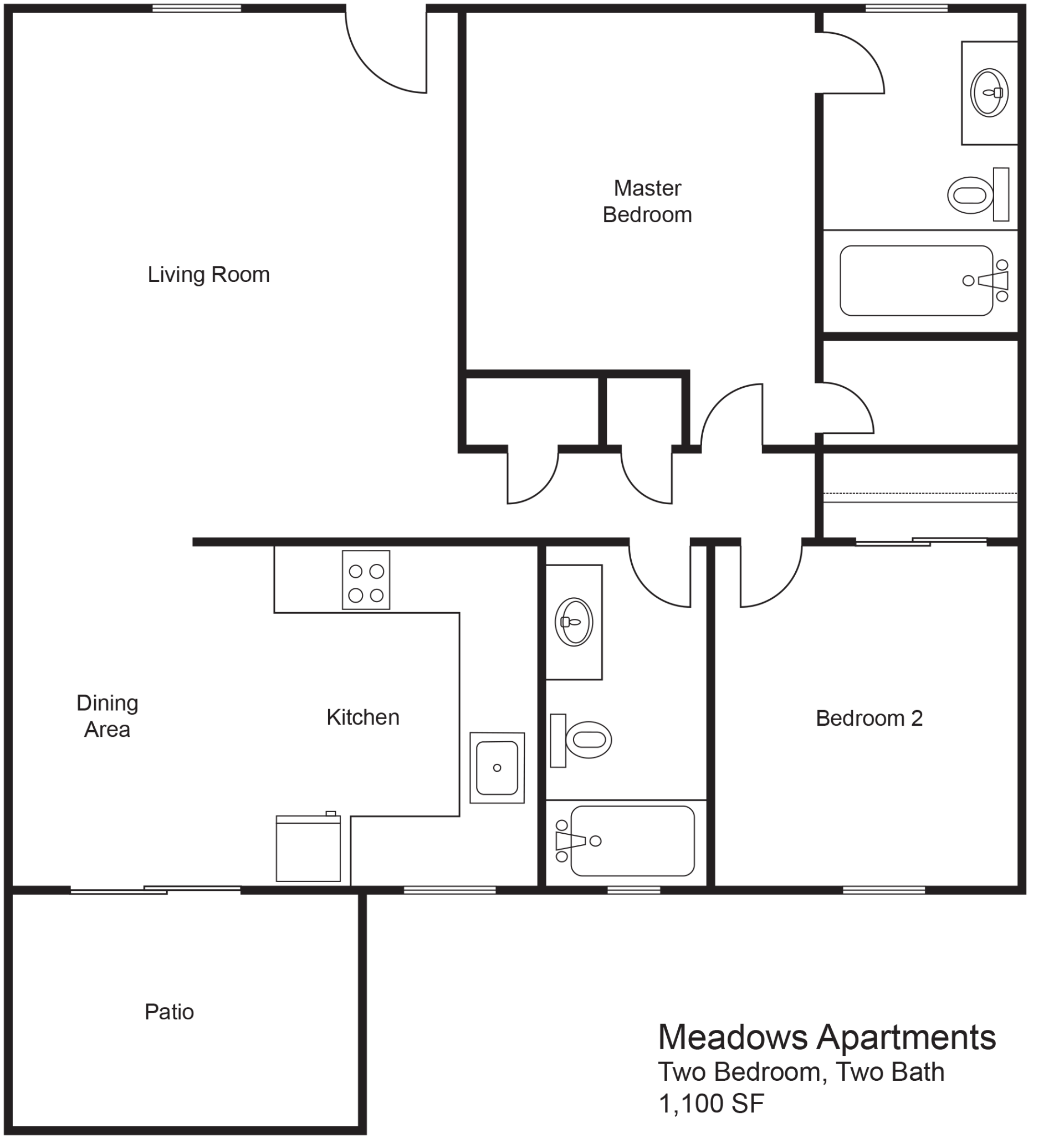 2 Bedroom 2 Bathroom Floor Plan