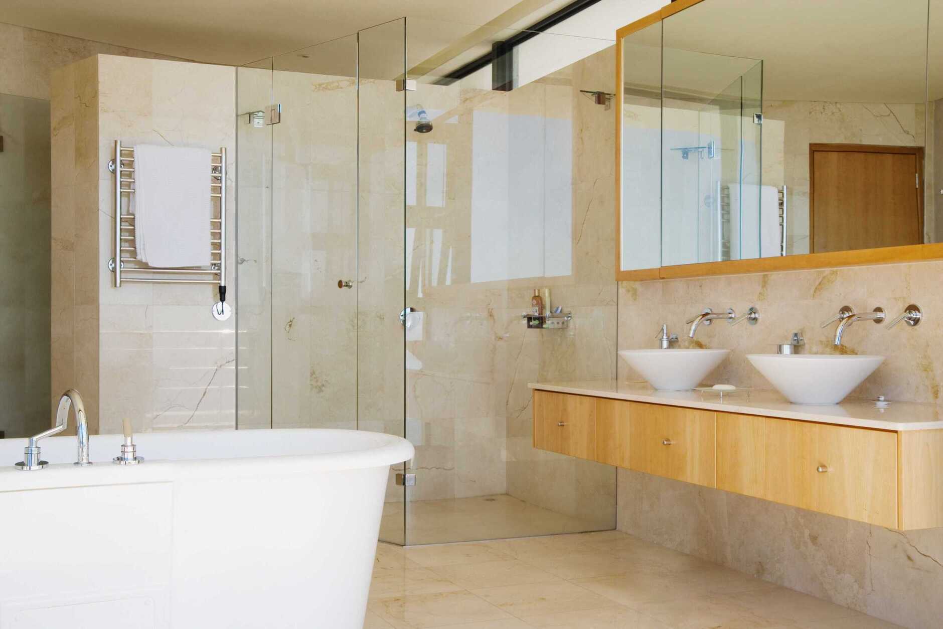 multi head tiled shower installed by Huntsville Bathroom Pros