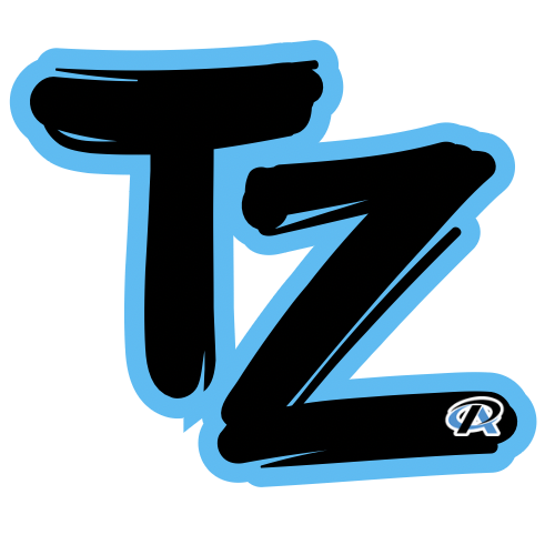 A blue and black logo for premier athletics