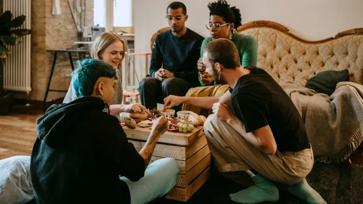 Group of People Sharing Food