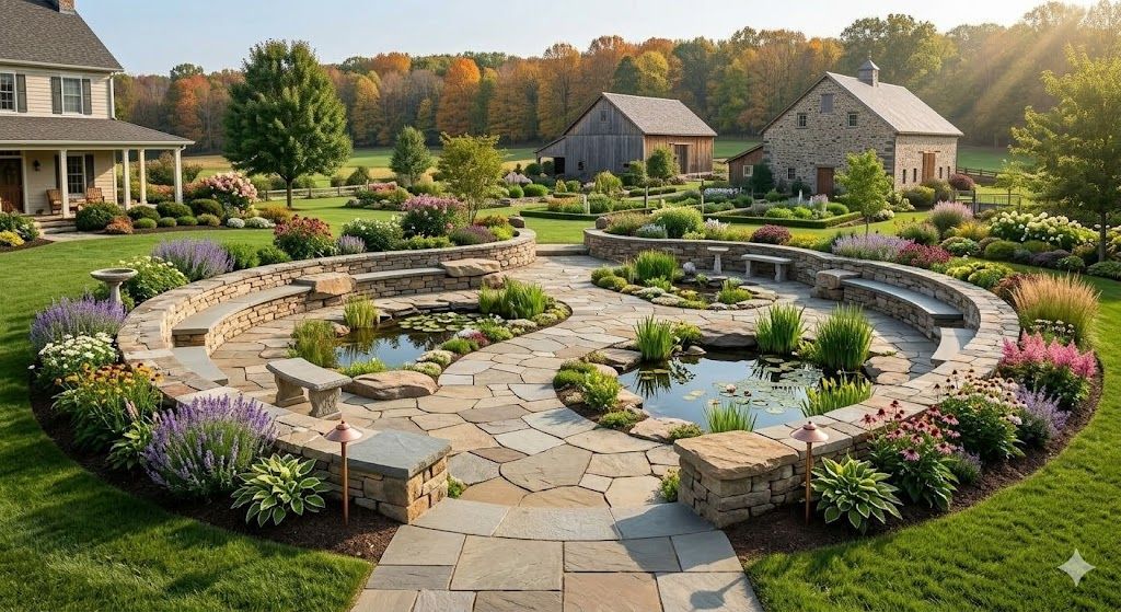 A large building with a lush green lawn in front of it