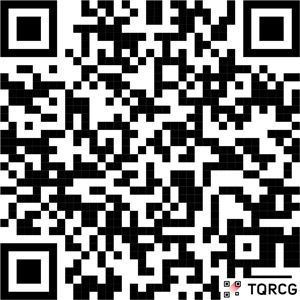Black-and-white QR code with small QRGC logo in the lower right corner