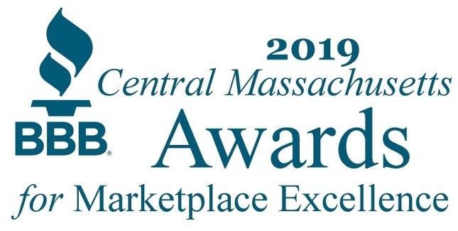 The logo for the 2019 central massachusetts bbb awards for marketplace excellence