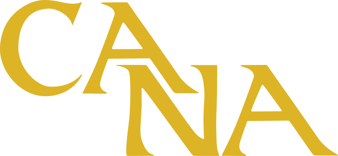 A gold cana logo on a white background
