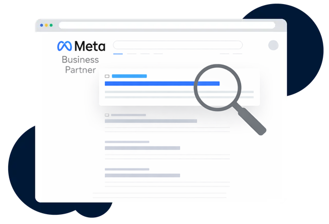 A magnifying glass is looking at a google search page.