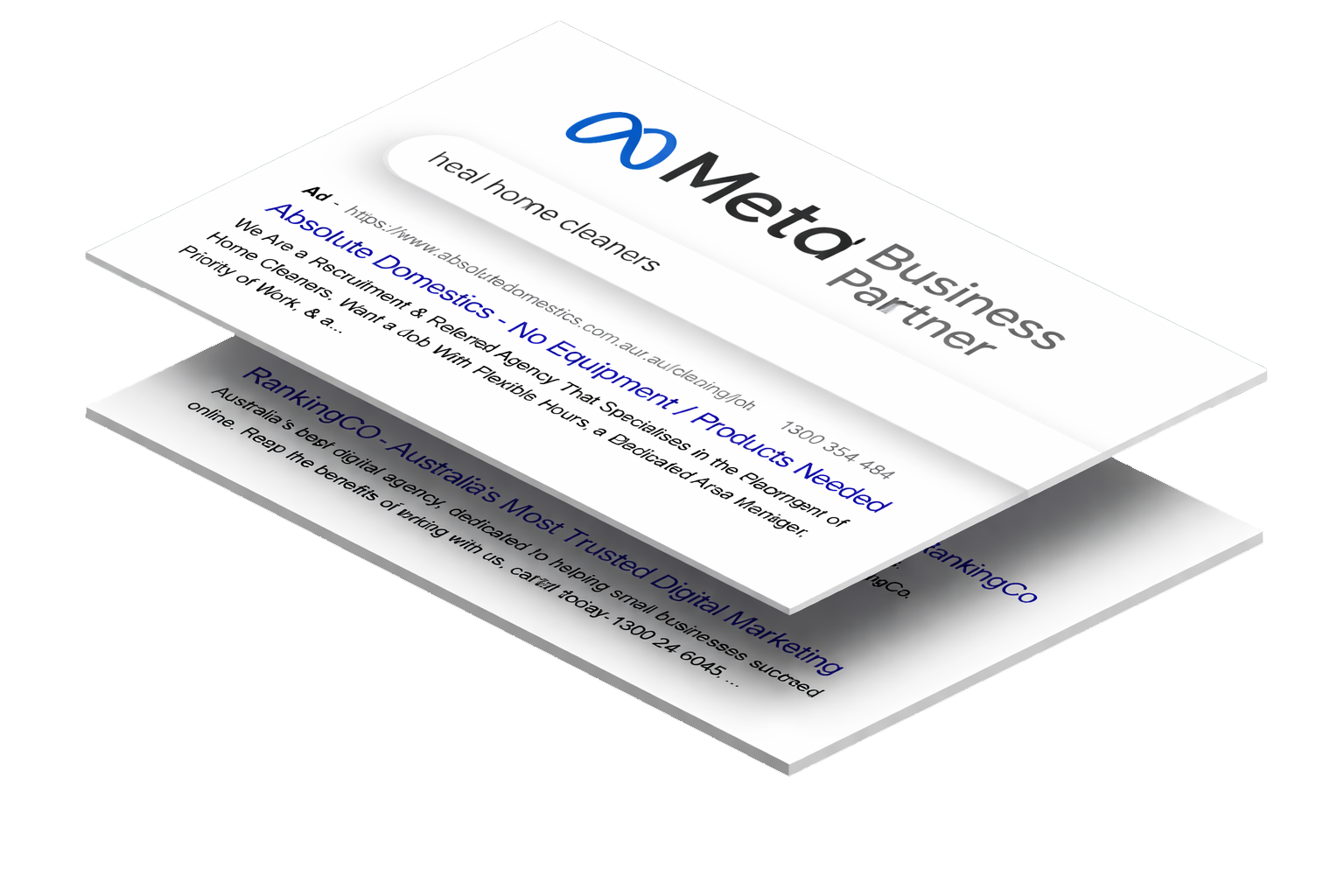 A google partner business card is floating in the air.