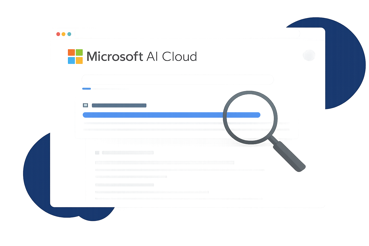 A magnifying glass is looking at a google search page.