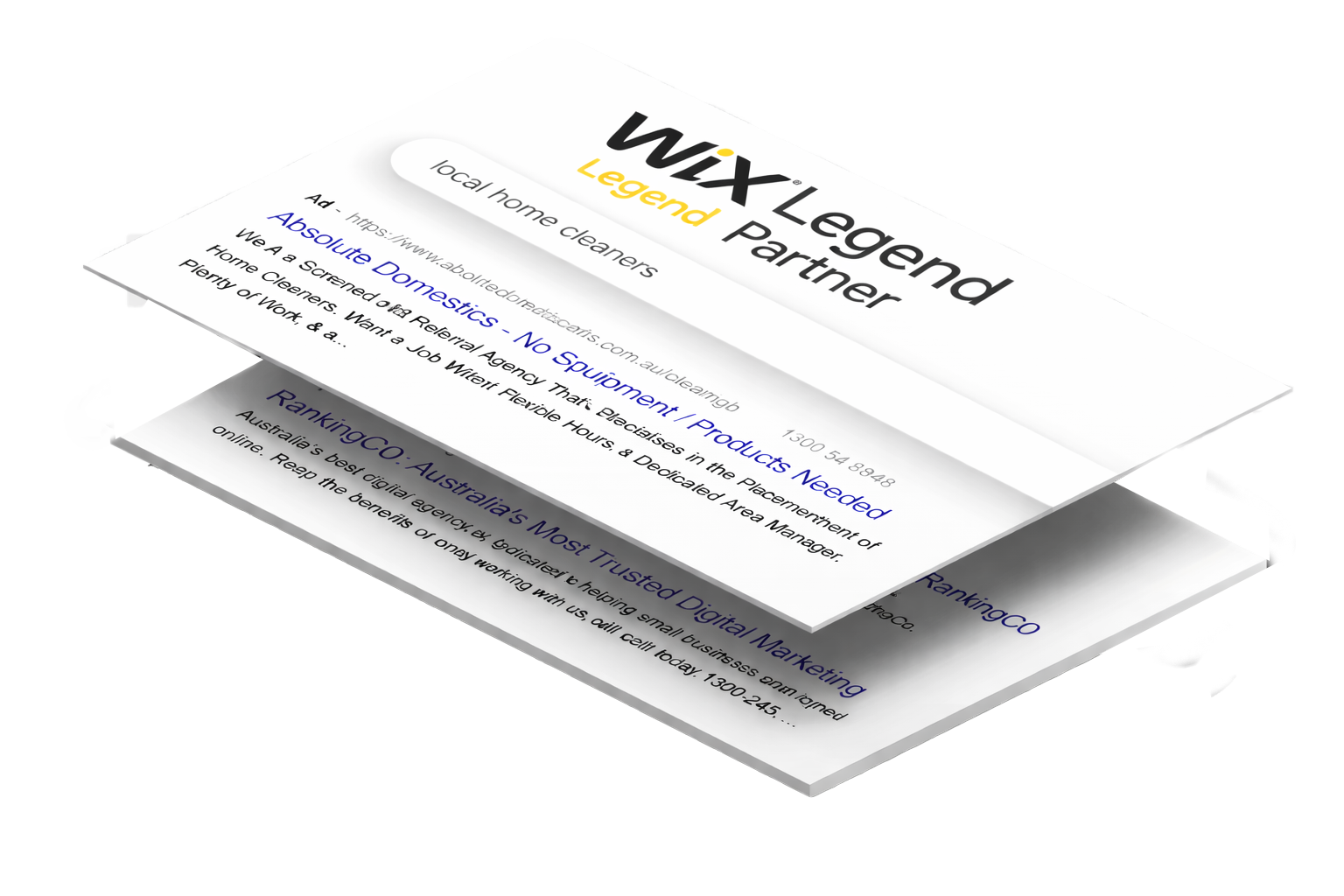 A google partner business card is floating in the air.