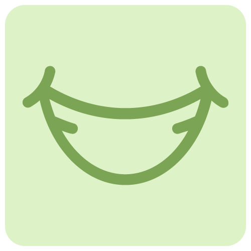 A green icon of a smiling face on a green background.