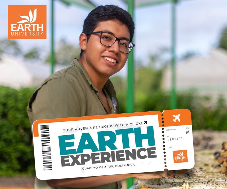 A man is holding a ticket that says earth experience