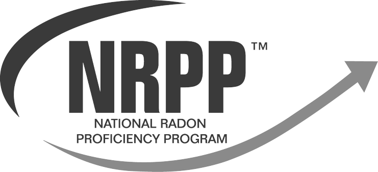 A black and white logo for the national radon proficiency program