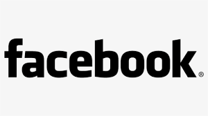 A black and white facebook logo on a white background