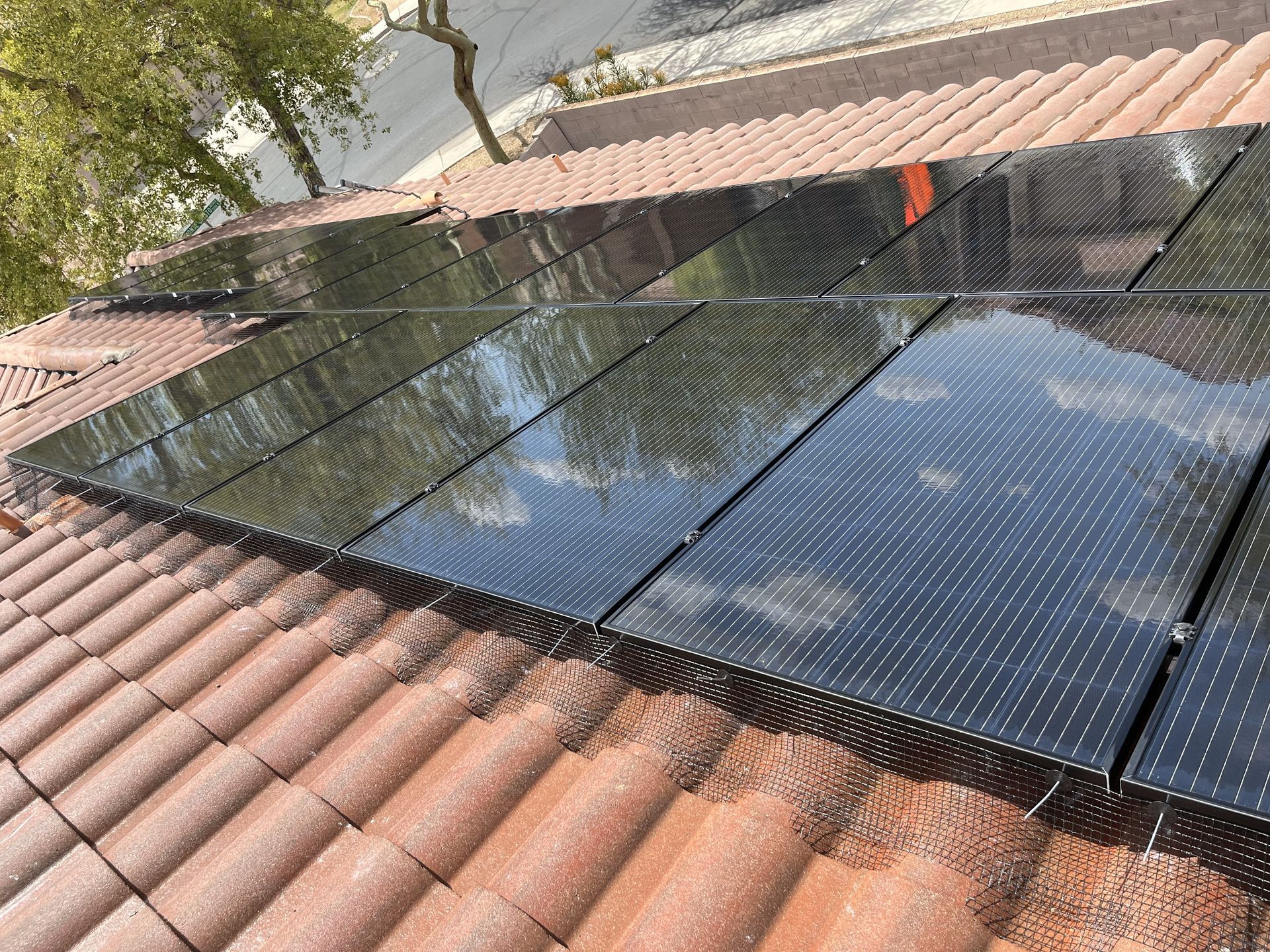 Solar panel guards keep birds out