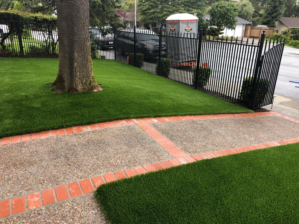 Artificial Grass Installed Near The Walkway — Belmont, CA — ASG Complete Landscape