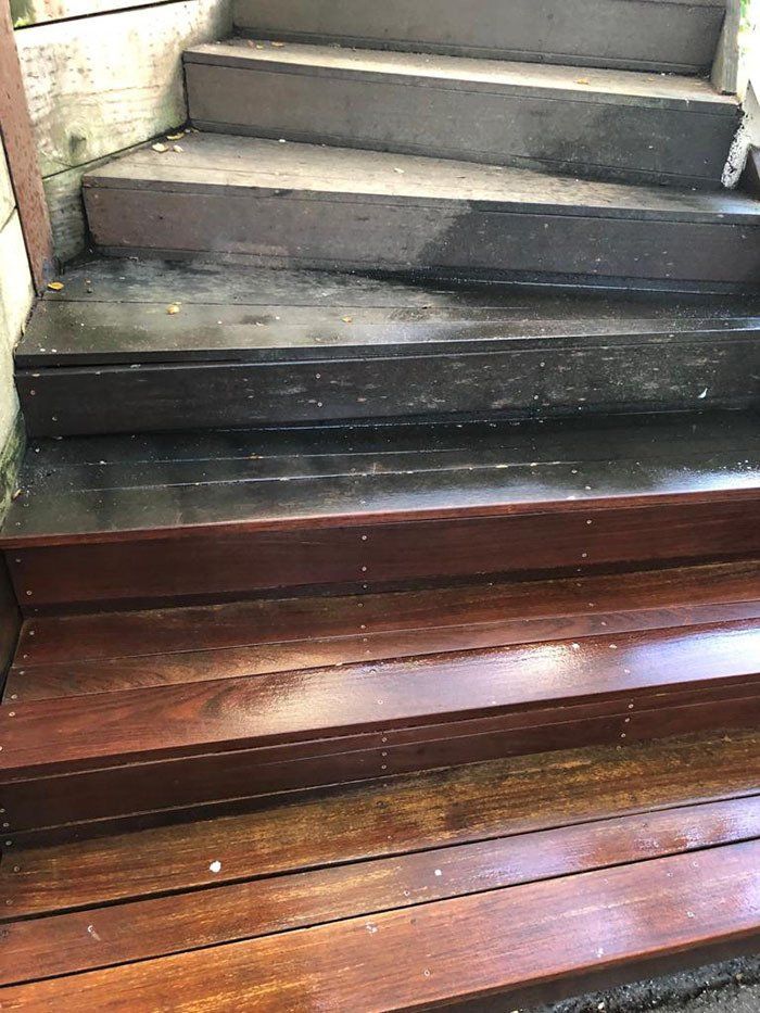 Wooden Stairs Power Washing — Belmont, CA — ASG Complete Landscape