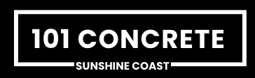 The logo for 101 concrete sunshine coast is white on a black background.