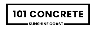 The logo for 101 concrete sunshine coast is black and white.