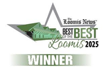 Loomis News “Best of the Best Loomis 2025” winner badge with green and gray logo