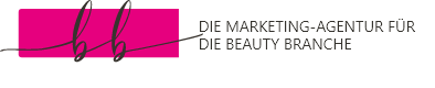 A pink and white logo for die marketing-agentur fur die beauty branche