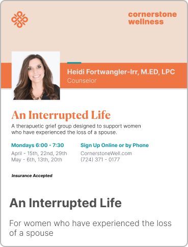 An interrupted life for women who have experienced the loss of a spouse