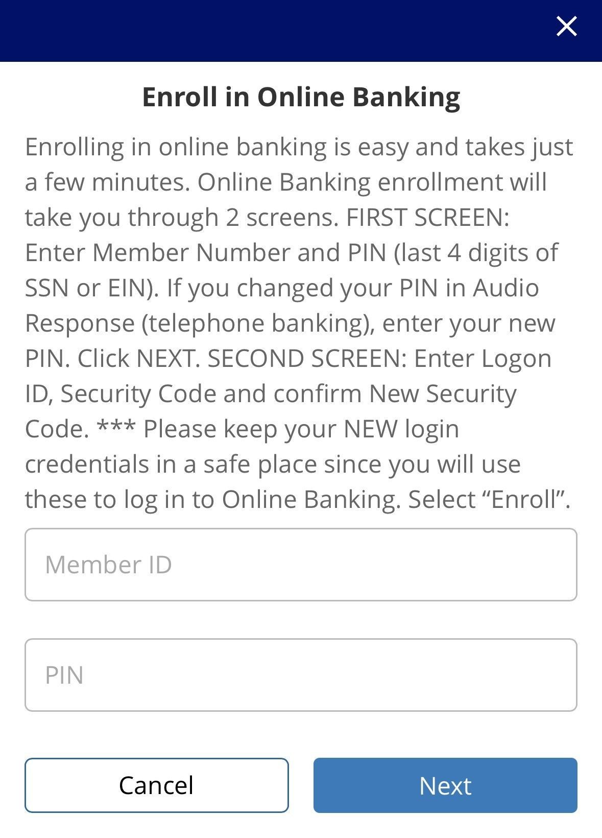 Enroll request screen