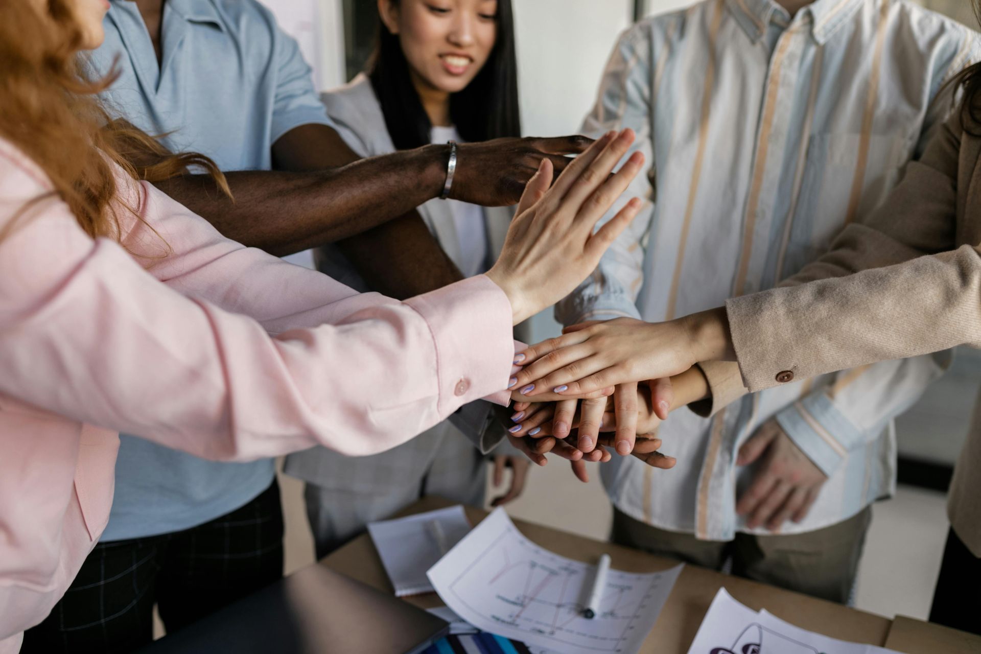 Coworkers meeting together at a table