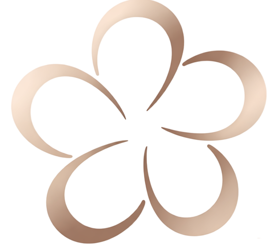 Fiore stilizzato color oro rosa con cinque petali.