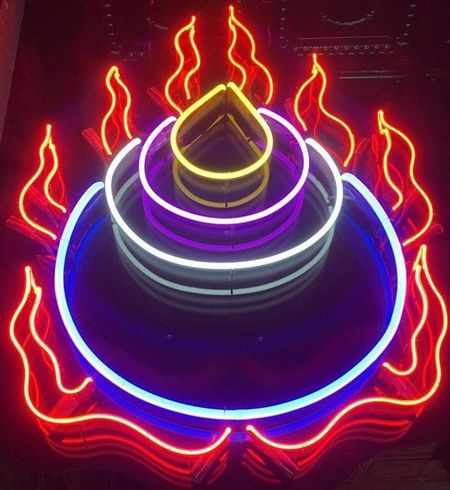 Japanese Hōju neon light at Absolute Art Tattoo tattoo studio in Richmond, VA
