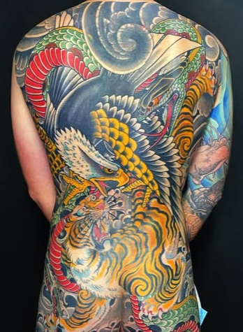 Japanese backpiece by artist Brian Bruno at Absolute Art Tattoo in Richmond VA