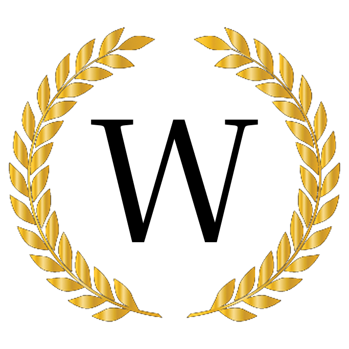 A logo for funeral care with a laurel wreath and stars.